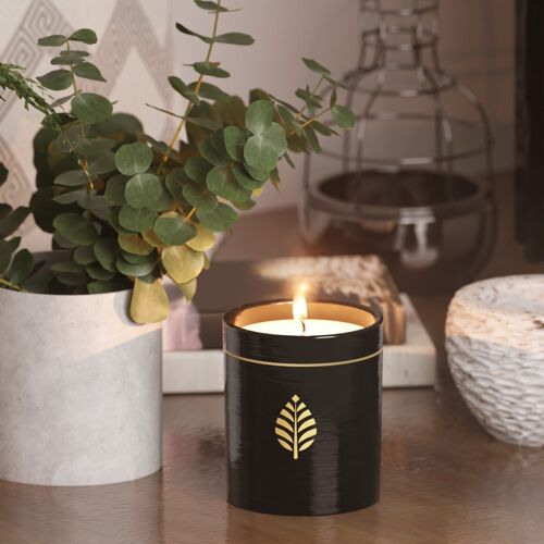 Bougie Bijou Noire Fabriquée en France - Cire naturelle de colza - Parfum Monoï - Bijoux cristaux Swarovski