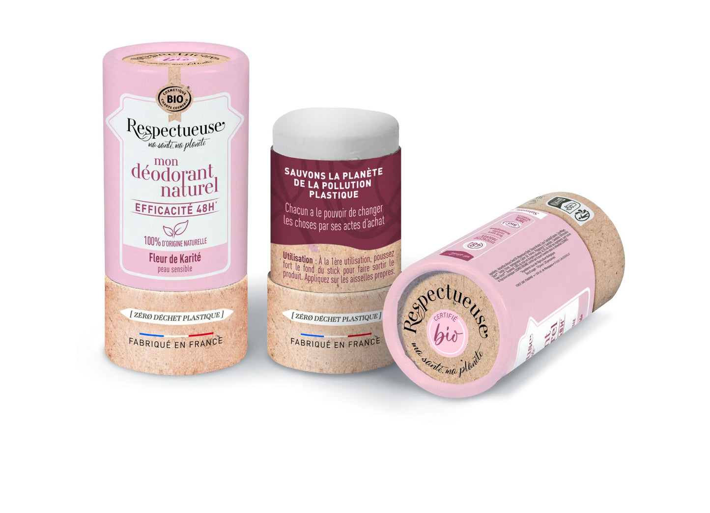 Déodorant naturel 48H FLEUR DE KARITE - peau sensible - bio - zéro déchet de la marque RESPECTUEUSE