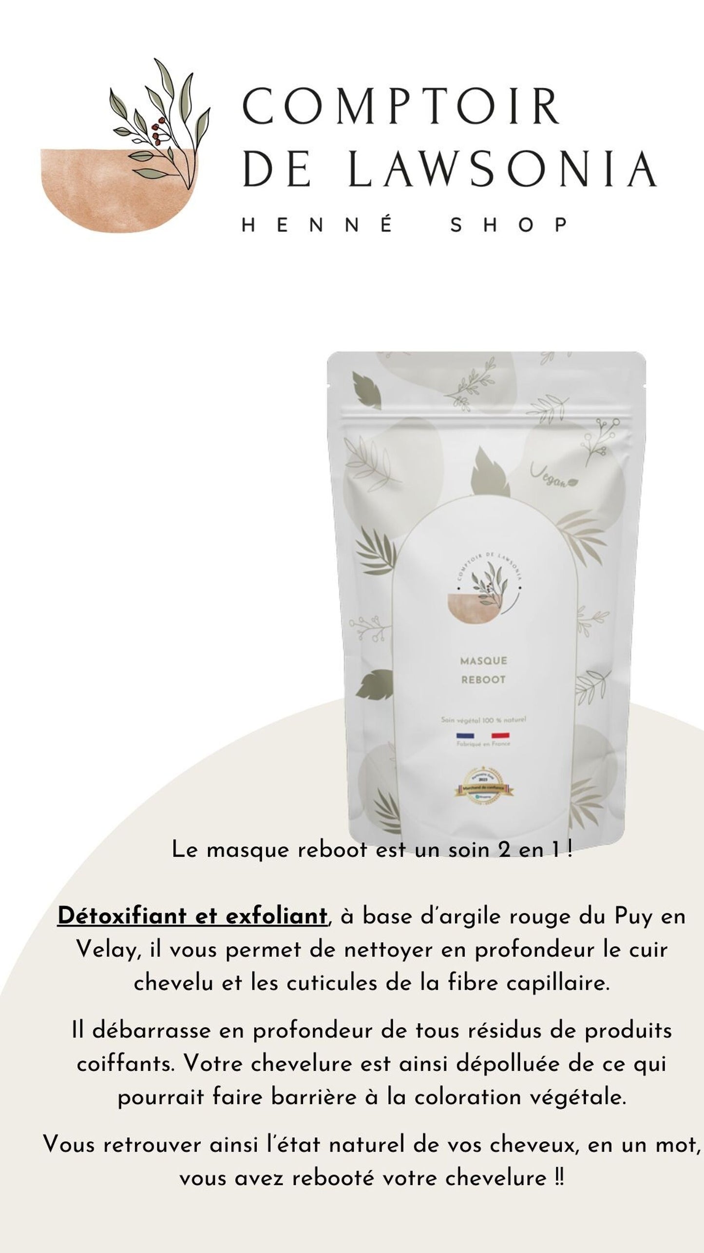Masque Reboot - Poudre de Plantes ayurvédiques COMPTOIR DE COMPTOIR DE LAWSONIA