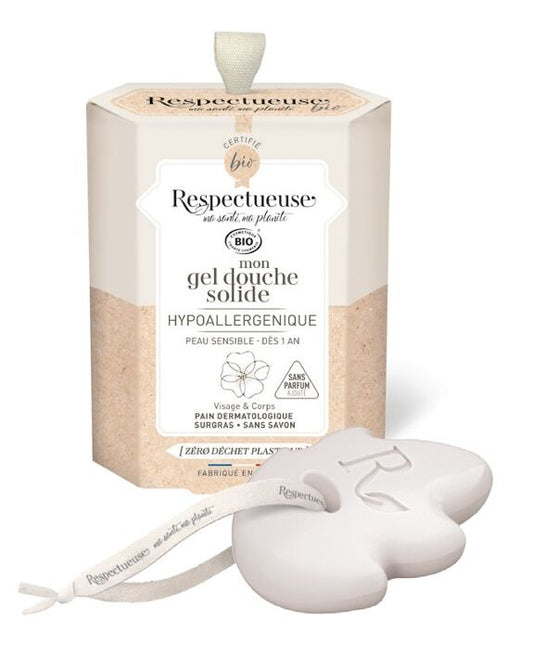 Gel douche solide HYPOALLERGENIQUE bio - peau sensible & bébé - zéro déchet