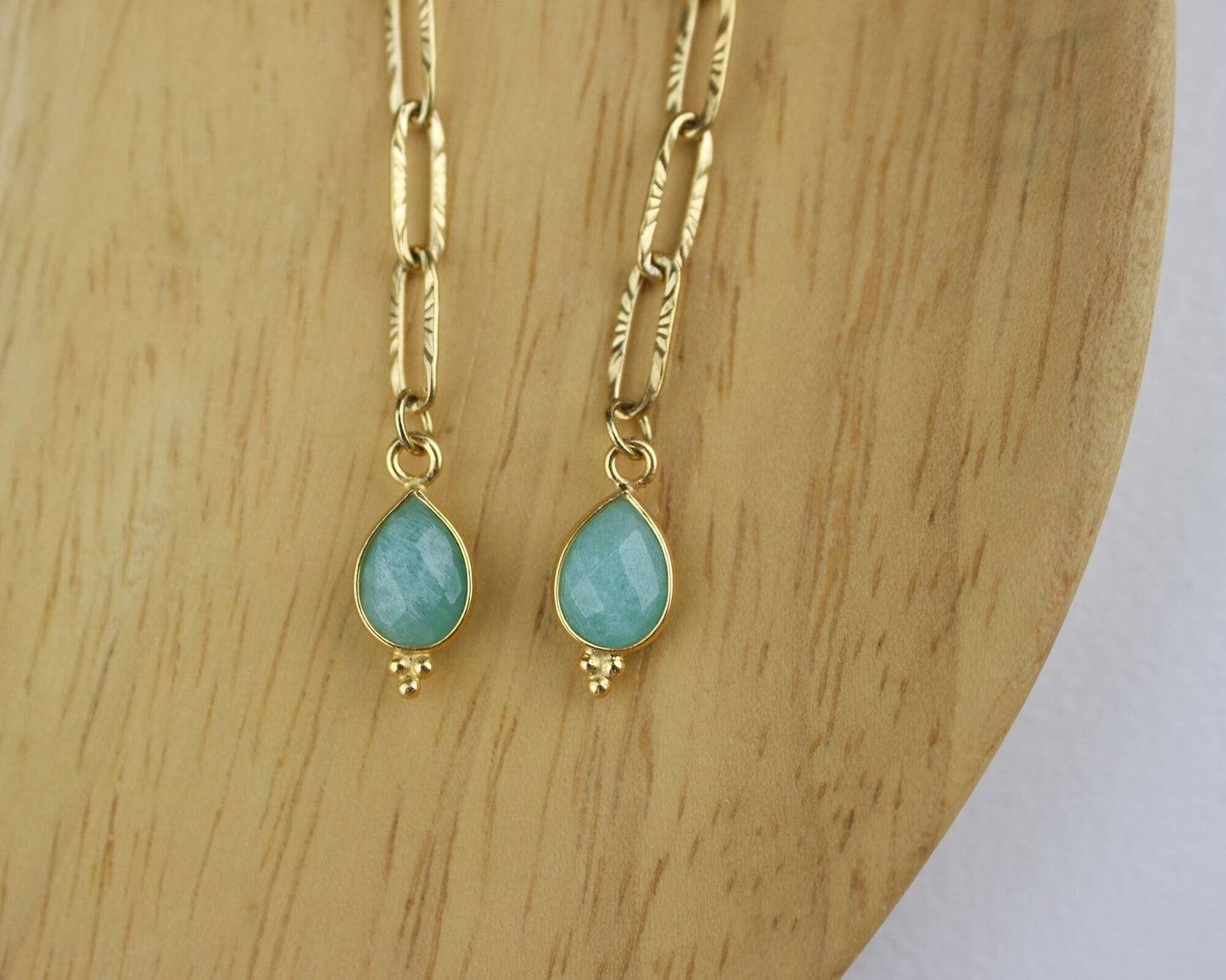 Boucles d'oreilles longues pendantes en acier inoxydable or
