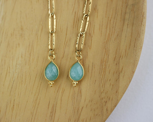 Boucles d'oreilles longues pendantes en acier inoxydable or